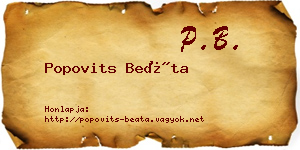 Popovits Beáta névjegykártya